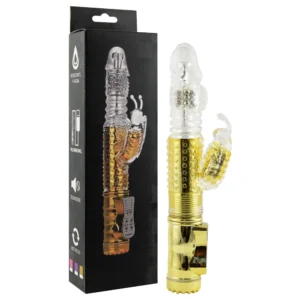 Vibrador Rotativo Vai E Vem Recarregável 36 Vibrações Dourado